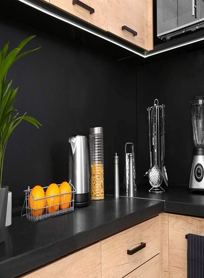 HOME13 Matte Wallpaper Peel & Stick Contact Paper Decorative Self Adhesive Vinyl Wallpaper for Kitchen Cabinet Furniture Countertop Waterproof (24 Inches by 120 Inches, Black Matte Wallpaper) - Image 4